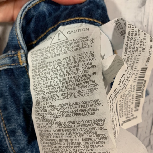 Zara Blue Medium Wash Sequins Bottom Straight Cropped Jeans Sz 8 EUC - Picture 14 of 14